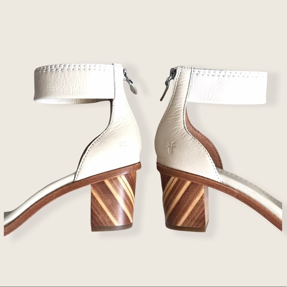 Frye Classic Cream Brielle Zip Block Ankle Heels - Picture 13 of 16